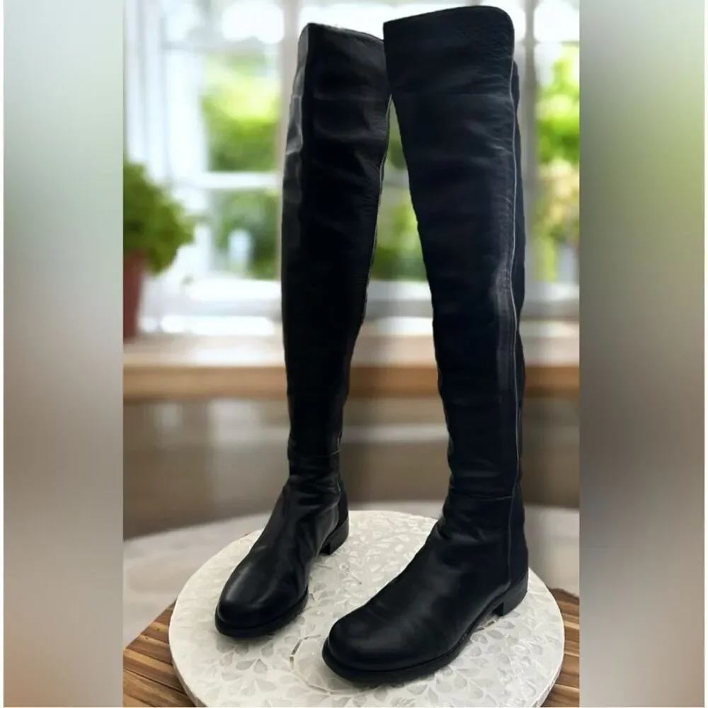 Stuart Weitzman 5050 Nappa Leather Over the Knee Boots Stretch Back Riding Women